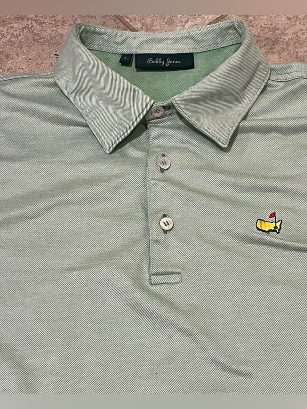 Bobby Jones Masters Collection Green Knit Cotton Golf Polo Shirt Sz L Large EUC